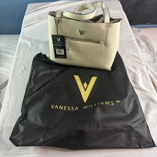 Vanessa Williams Tote Bag Bone Mint Pebbled Faux Leather Zip Top w/ Pouch NWT