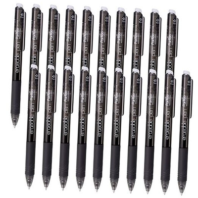  20 Black Retractable Erasable Gel Pens Twist-Write, Fine Point 0.7 mm, Make 