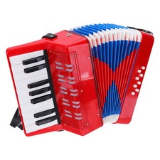 Accordion, 17 Keys 8 Bass Button Accordion Toy Mini Musical Instrument Red