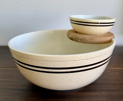 Vintage Pyrex Stack 'N' Snack Set (Speckled Lines) Chip N Dip. With Bracket