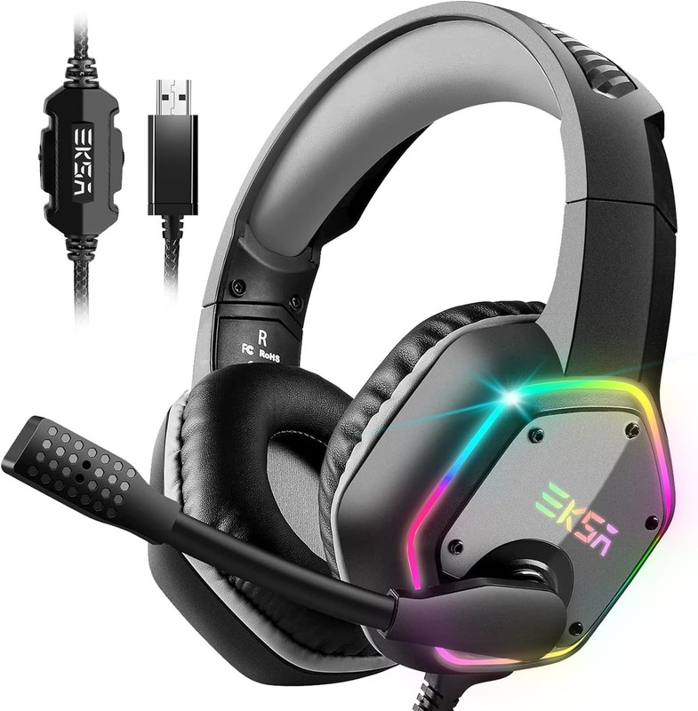 E1000 USB Gaming Headset for PC - Computer Headphones with Microphone/Mic Noise