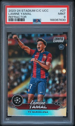 2023-24 Topps Stadium Club Chrome UCC #27 Lamine Yamal RC Refractor PSA 9 MINT