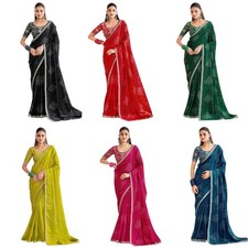 Women's Pure Chiffon Bandhani Printed Saree with Blouse Piece