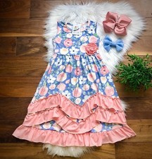 Girls WelliKate Dress 2T Blue Pink Floral