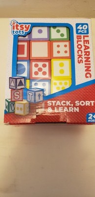 Itsy Tots 40pc Wooden Learning Blocks Stacking Sorting Educational Toy Ages 2+ 