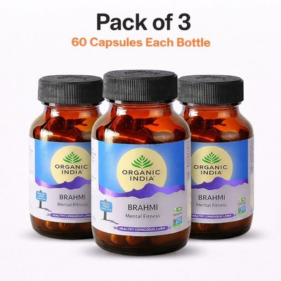 Organic India Brahmi 60 Capsules Ayurvedic Herbal Brain Wellness 3 Pack