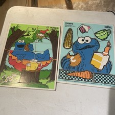 2 playskool wooden cookie monster puzzles 315...