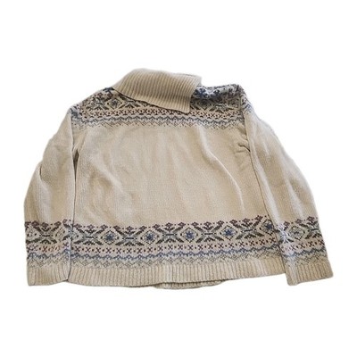Knit Alfred Dunner Grandma Sweater Size S Floral Embroidered Asymmetric Collar