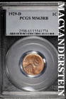 1929-D Lincoln Wheat Cent- PCGS MS 63RB Lustrous- No Reserve #SLA718