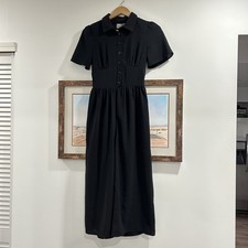 ASOS Short Sleeve Wide Leg Open Back Flowy Jumpsuit Black 4