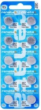 Renata Batteries 357 Silver Oxide 1.55V Watch Battery (10 Pack)