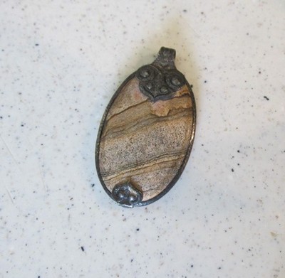 Großer ovaler Anhänger Sterlingsilber Jaspis Stein