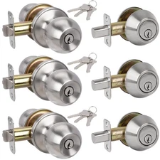 HOSOM 3 Pack Entry Door Knob and Single Cylinder Deadbolt Lock Set, Exterior ...