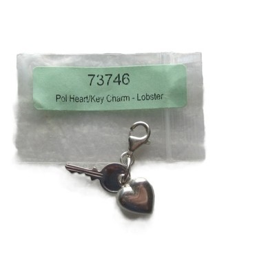 Sterling Silver 925 Heart & Key Charm Tag Pendant New 'Key to My