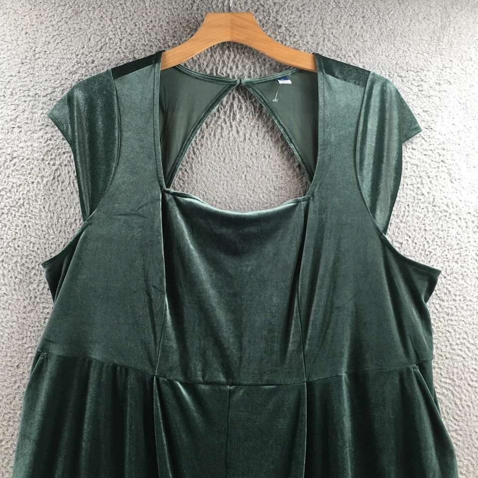 Mono para mujer Old Navy 4X terciopelo verde pierna ancha ojo de cerradura espalda manga corta NUEVO Foto 2 de 4