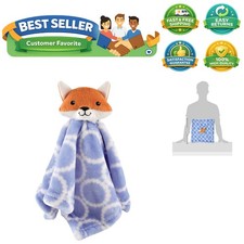 Unisex Baby Animal Face Security Blanket, Blue Fox, One Size