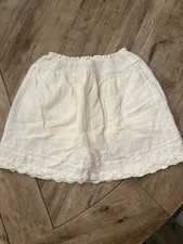ZARA Girls White A-Line Skirt Lace Ruffle Pull-On Elastic Waist 11-12 Knee