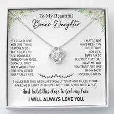 Bonus Daughter Necklace Gift, To My Step Daughter, Birthday Jewelry Gift Set