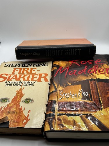 VTG HCDJ Book Lot Stephen King Fire Starter Night Shift Rose Madder Book Club Ed