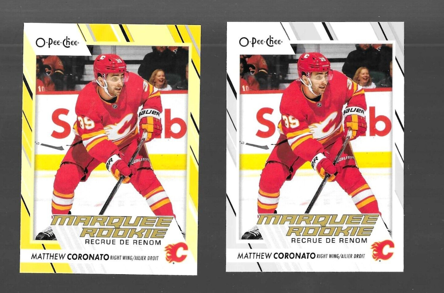 BOTH! 2023-24 O-PEE-CHEE MARQUEE ROOKIE MATTHEW CORONATO #575 YELLOW AND BASE RC