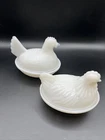 Vintage Westmoreland? All White Hen on Nest & Rooster On Nest Milk Glass Chicken