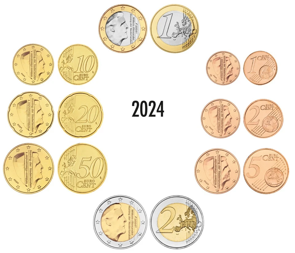 NIEDERLANDE 3,88 EURO KURSMÜNZENSATZ 2024 STEMPELGLANZ LOSE - Bild 1 von 1