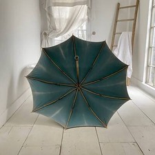 Antique ART Shepherd's Umbrella French Parasol Indigo Blue Vintage Textile indi
