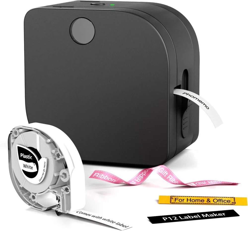 Phomemo P12 Bluetooth Label Maker Compatible with Dymo LT 91331 and Letra Tag Tapes Phomemo P12 Bluetooth Label Maker Compatible with Dymo LT 91331 and Letra Tag Tapes