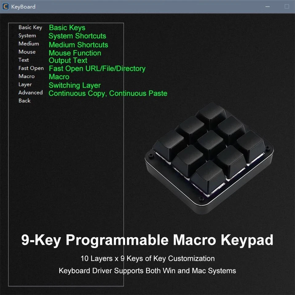 Teclado Macro Programable Tri-Modo 9 Teclas Inalámbrico 2.4G/Bluetooth 5.3/Con Cable USB-C Foto 3 de 4