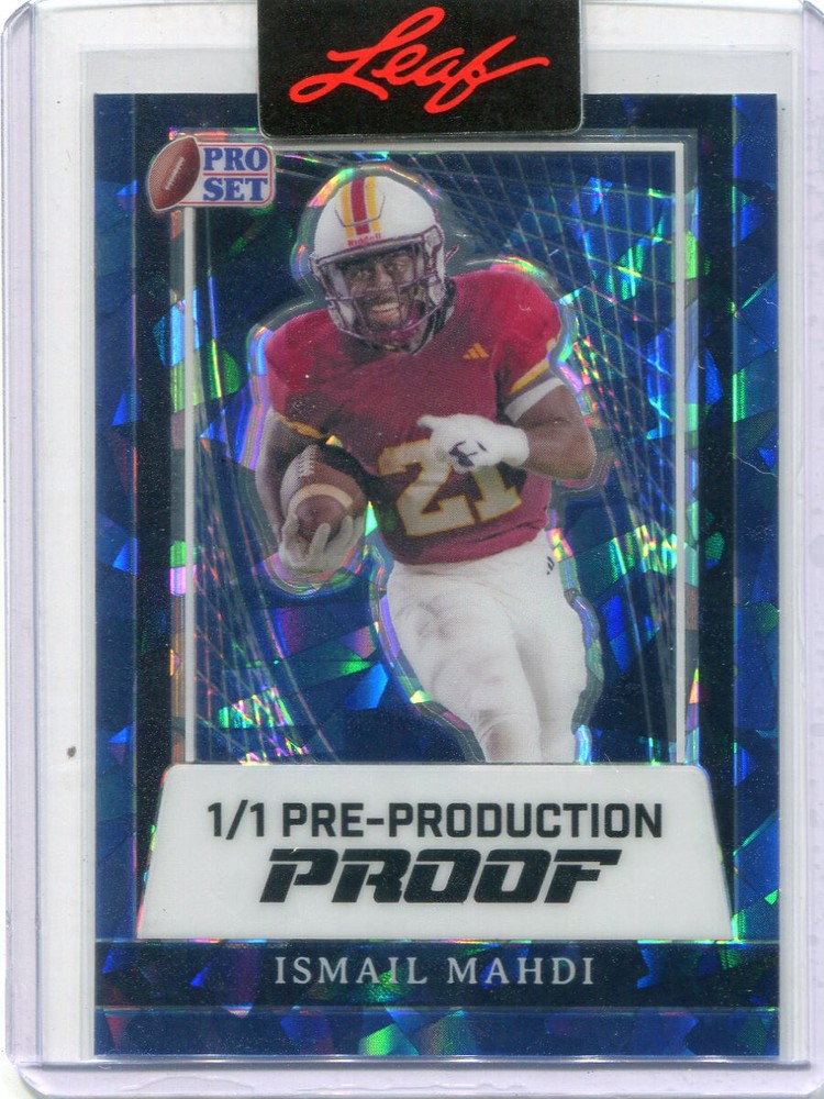 2024 Leaf Pro Set Metal Football Blue Crystal Proof Ismail Mahdi Rookie 1/1