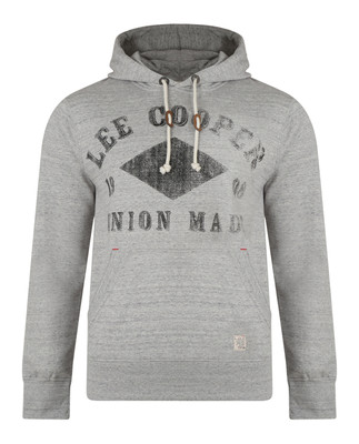 Lee Cooper Mens Hooded Sweatshirt Tadworth Fleece Hoodie Top Dove Marl Grey
