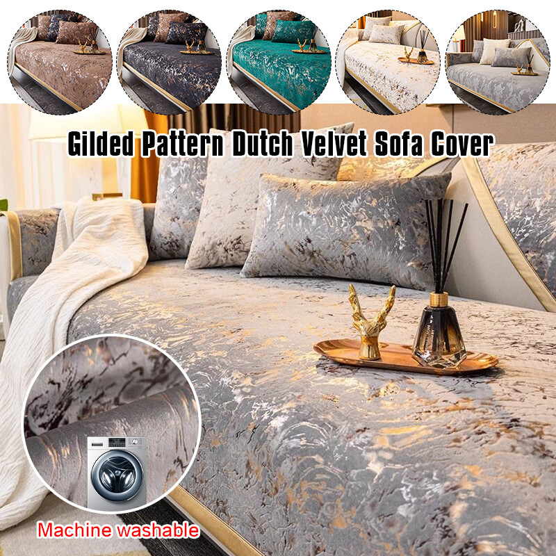 PANTOFOLA D’ORO Copridivano in velluto olandese motivo dorato europeo cuscino protezione divano lusso