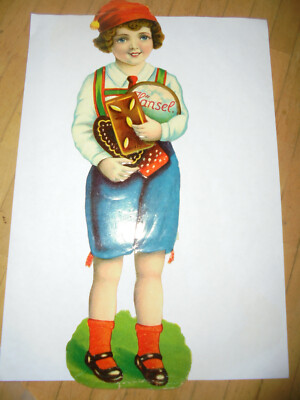 31780 alte Riesen Oblate lithographiert geprägt Junge Hänsel Lebkuchen 31cm