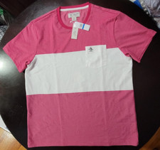 Penguin Men's White/Sangria Strips Shirt Size XL NWT