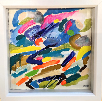 ABSTRACT SEASCAPE 9 NIGEL WATERS ORIGINAL ACRYLIC PAINTING FRAMED 100% CHARITY