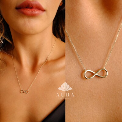 14K Gold Infinity Halskette, Infinity Anhänger, Eternity Halskette, Unendliche Liebe