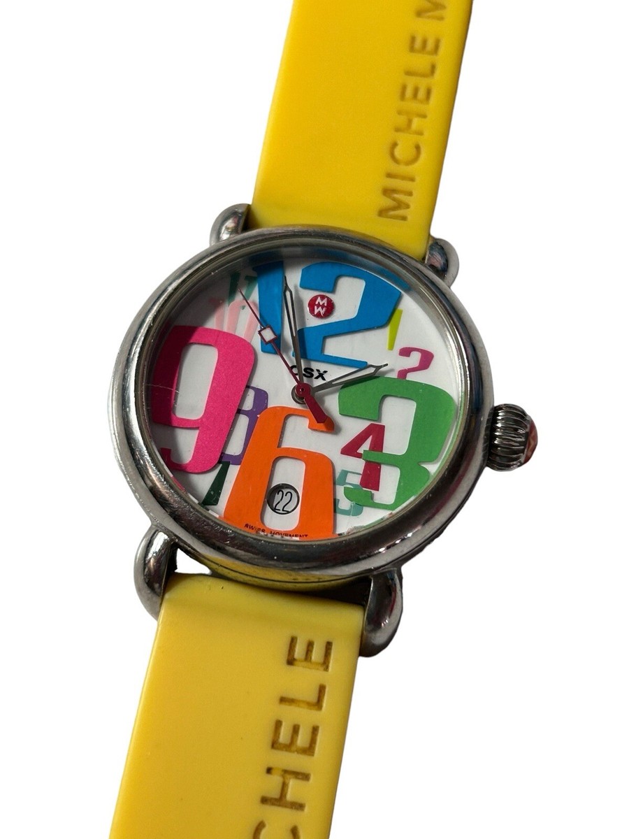 Michele CSX Carousel Stainless Steel Watch Yellow Rubber  display picture 3