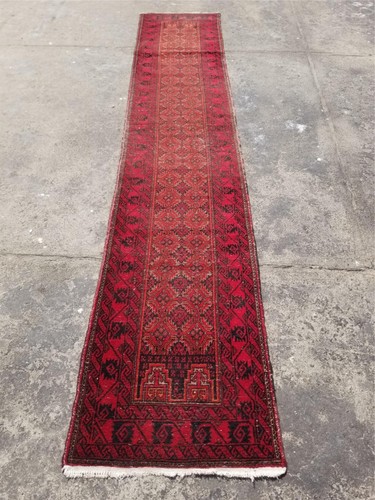 Vintage Traditional Handmade Afghan Wool Multicolor Runner Rug 146x27 inches