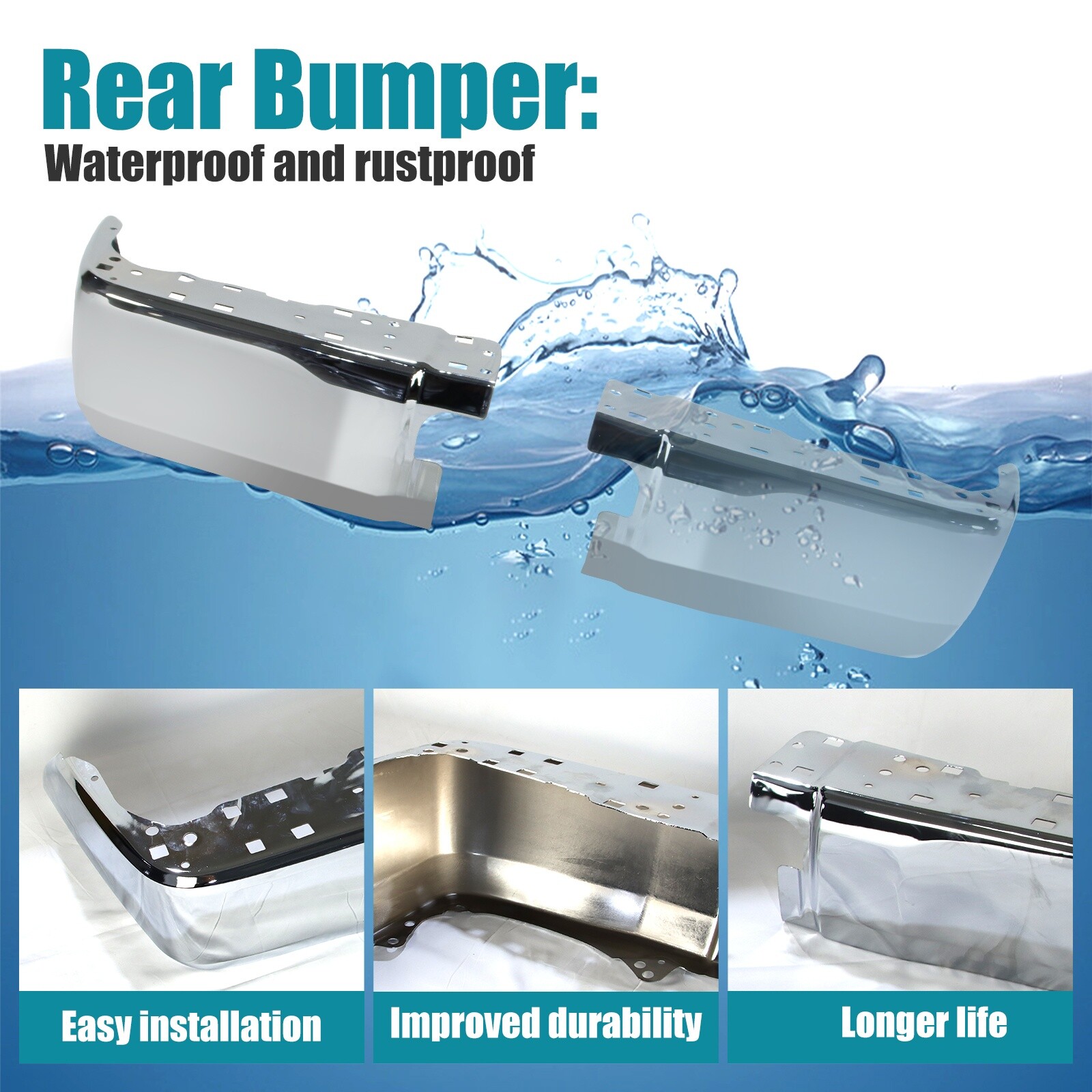 Rear Bumper End Cap Set For Toyota Tundra 2014-21 Bumper Extension Chrome