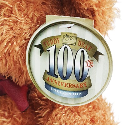 Russ Berrie Teddy Bear Harrison 100th Anniversary Plush Brown 32cm