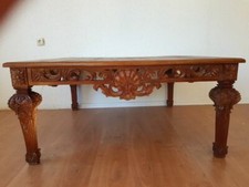 COUCHTISCH TISCH 120 X 120 HOLZSCHNITZERREI BRAUN ANTIK-STIL 