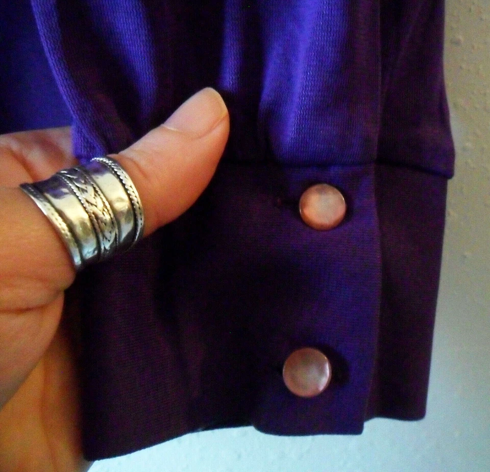 BLUSA Top Camisa Chaqueta Vintage Años 70 Ship' n Shore Edición Limitada Púrpura, Pequeña Foto 4 de 4