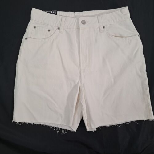 H&M BERMUDA Shorts Divided High Waist Raw Hem White BNWT Women's UK 12