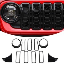 11pcs Front Headlight Grille Cover Trim Accessories For 2024 Jeep Wrangler Jl