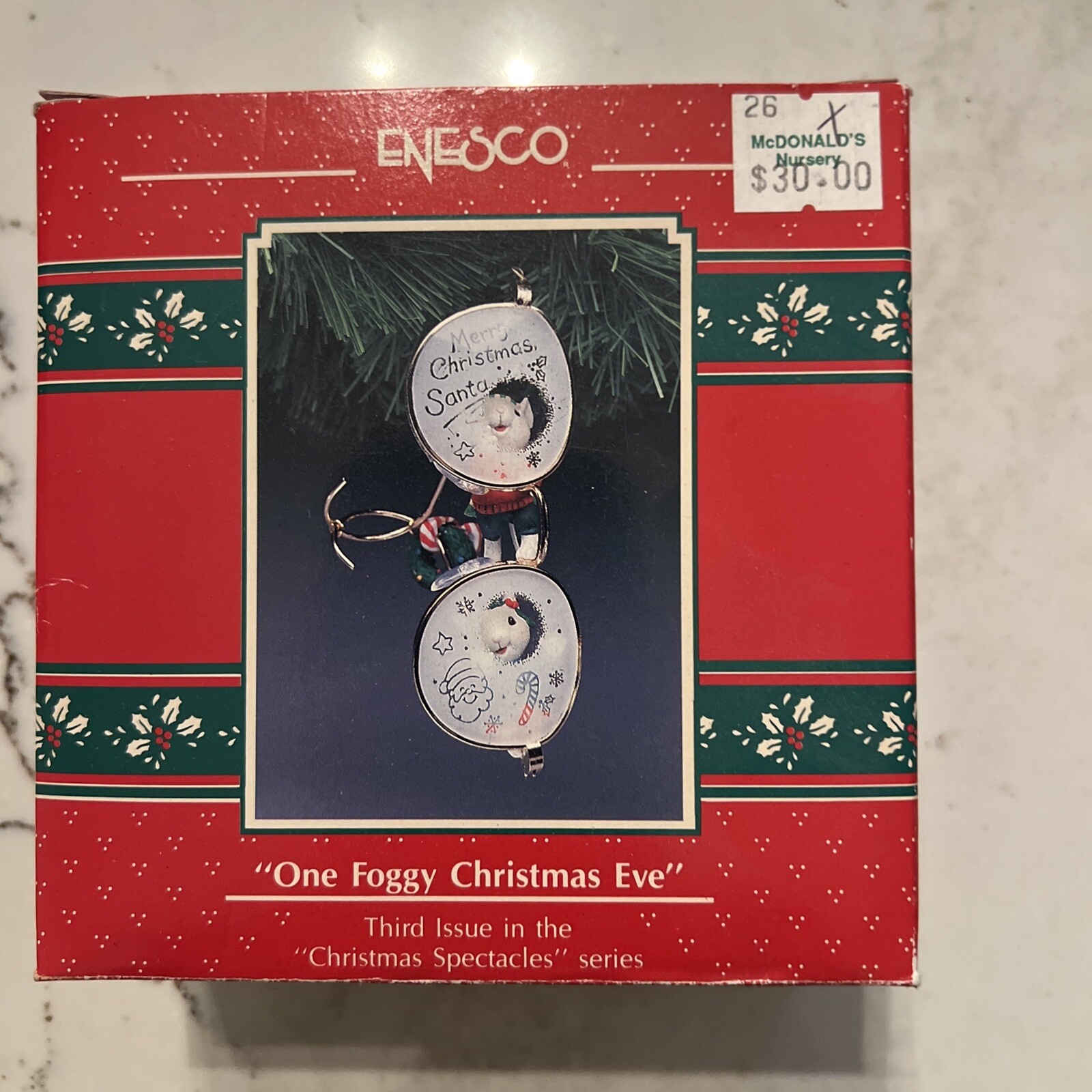 Enesco One Foggy Christmas Eve Ornament Mouse Spectacles 586625 Vintage