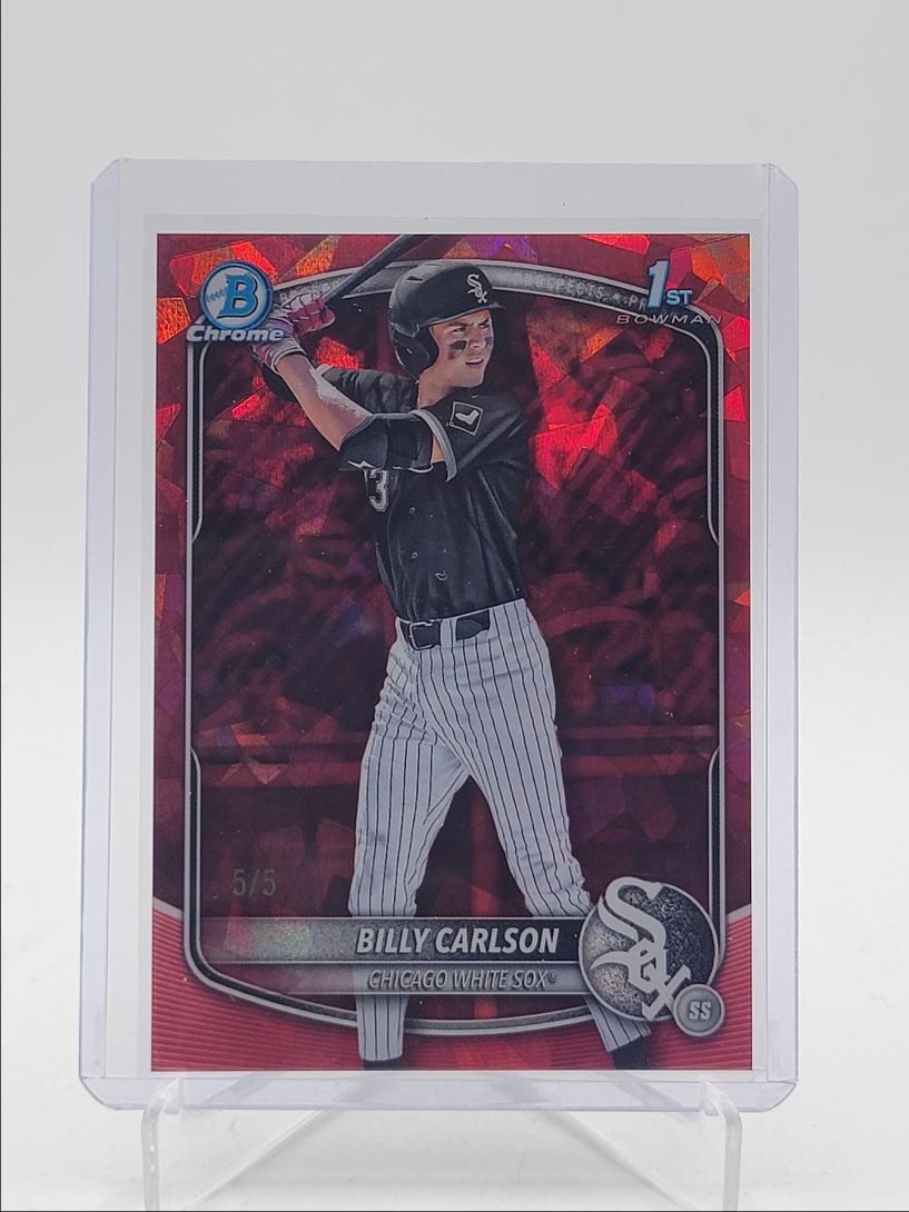 BILLY CARLSON 2025 BOWMAN CHROME DRAFT SAPPHIRE 1ST RED REFRACTOR 5/5 Q3967