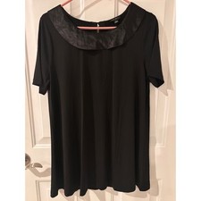 Nine West Black Short Sleeve Top Boat Collar Women's Size L Party Business