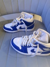 Nike Air Jordan 1 Mid Men s Mid Top Blue/Whit...