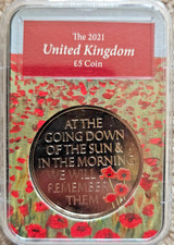 2021 REMEMBRANCE DAY AT THE GOING DOWN £5 FIVE POUNDS COIN BU IN SLAB CAPSULE