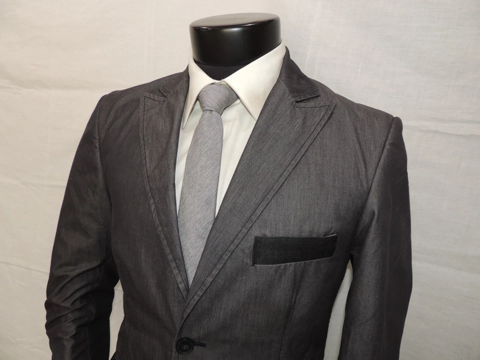 Костюм национальный C'N'C сделано в Италии мужской серый 100% хлопок Куртка Пальто 36 - Изображение 3 из 4